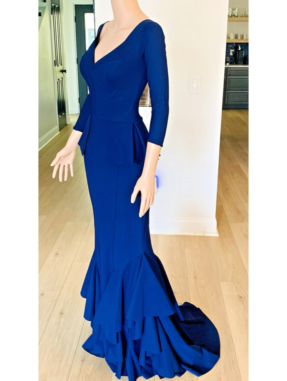 $1,150 NWT Chiara Boni Robe Mariaely Peplum Maxi Long Dress Gown US4 IT40 RARE!